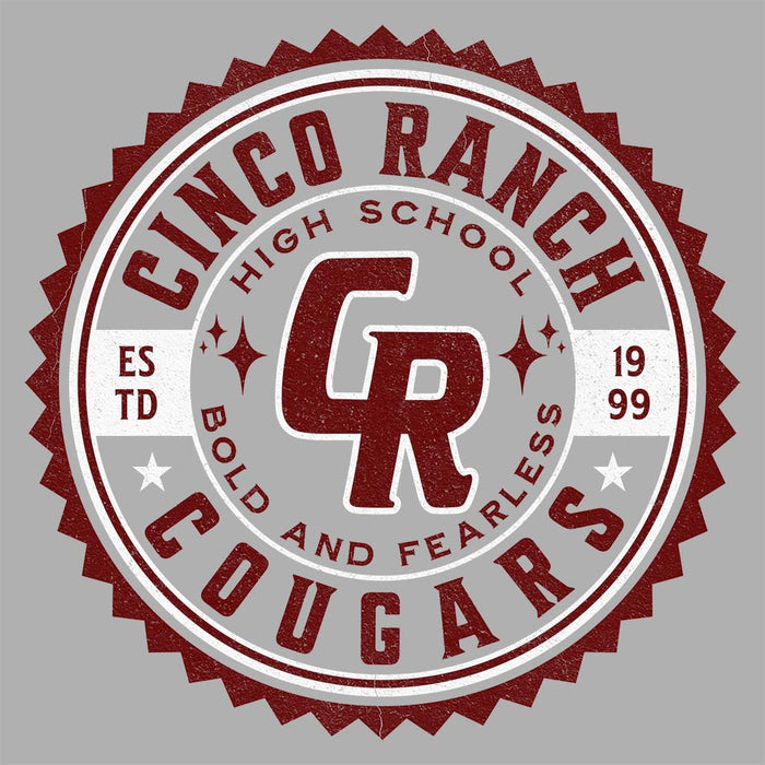 Close-up of Cinco Ranch High School Cougars Premium Athletic Heather Unisex T-shirt 216