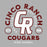 Close-up of Cinco Ranch High School Cougars Premium Athletic Heather Unisex T-shirt 218