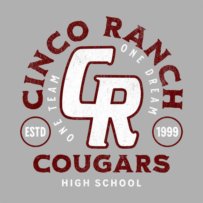 Close-up of Cinco Ranch High School Cougars Premium Athletic Heather Unisex T-shirt 218