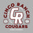 Close-up view of Cinco Ranch High School Cougars Classic Unisex Sport Grey T-shirt 208