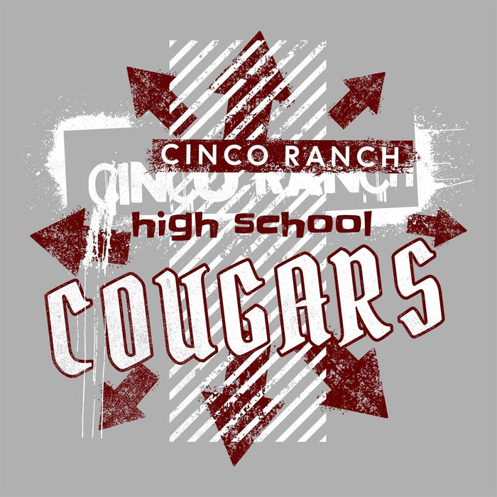 Close-up of Cinco Ranch High School Cougars Premium Athletic Heather Unisex T-shirt 220