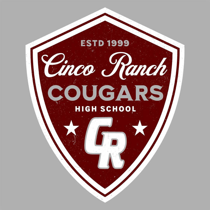 Close-up view of Cinco Ranch High School Cougars Classic Unisex Sport Grey T-shirt 225