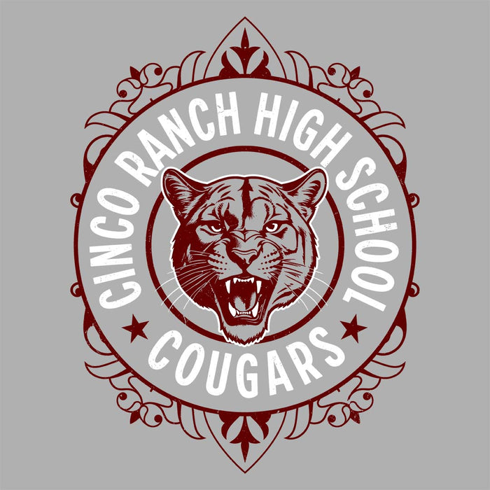 Close-up view of Cinco Ranch High School Cougars Classic Unisex Sport Grey T-shirt 227