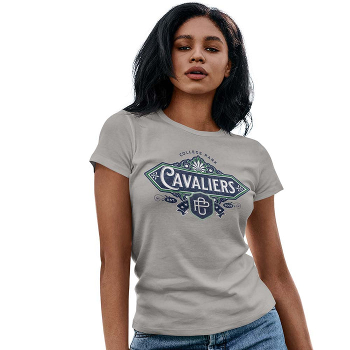 Woman wearing a College Park High School Cavaliers Women's Sport Grey T-shirt 205