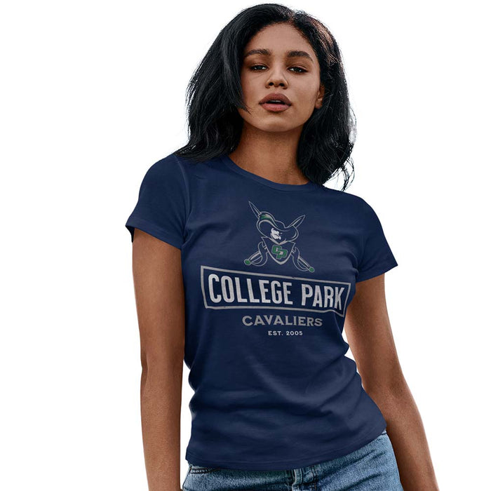 Woman wearing a College Park High School Cavaliers Women's Navy T-shirt 206