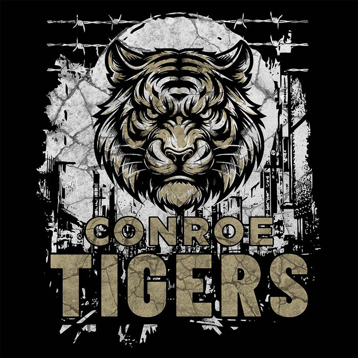 Close-up of Conroe High School Tigers Black Premium Unisex Hoodie 202