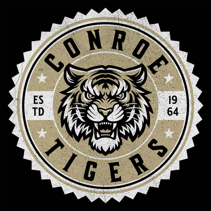 Close-up view of Conroe High School Tigers Black Premium Unisex Hoodie 203