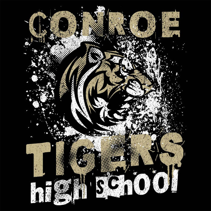 Close-up view of Conroe High School Tigers Black Premium Unisex Hoodie 205