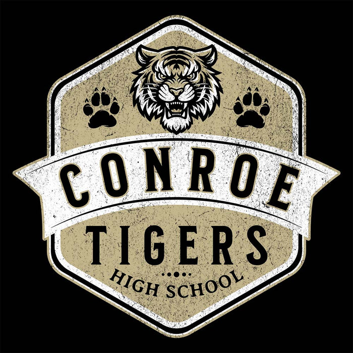 Close-up view of Conroe High School Tigers Black Classic Unisex T-shirt 209