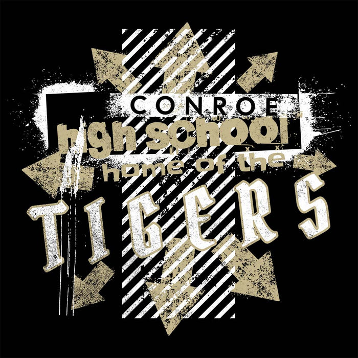 Close-up view of Conroe High School Tigers Black Premium Unisex Hoodie 214