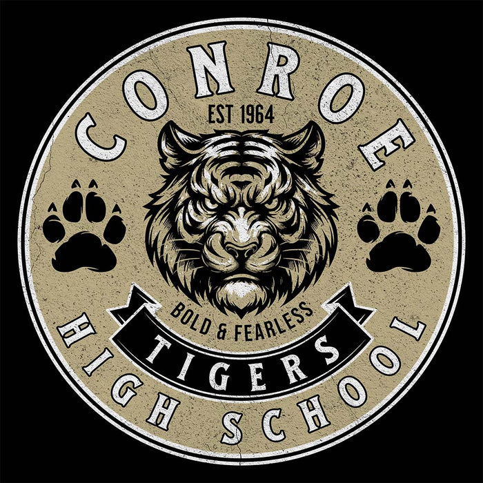 Close-up view of Conroe High School Tigers Black Premium Unisex Hoodie 215