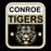 Close-up view of Conroe High School Tigers Women's Black T-shirt 001