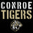 Close-up view of Conroe High School Tigers Women's Black T-shirt 017