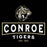 Close-up view of Conroe High School Tigers Unisex 3/4 sleeve Raglan T-shirt 202