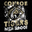 Close-up view of Conroe High School Tigers Women's Black T-shirt 205
