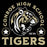 Close-up view of Conroe High School Tigers Unisex 3/4 sleeve Raglan T-shirt 208
