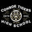 Close-up view of Conroe High School Tigers Unisex 3/4 sleeve Raglan T-shirt 230