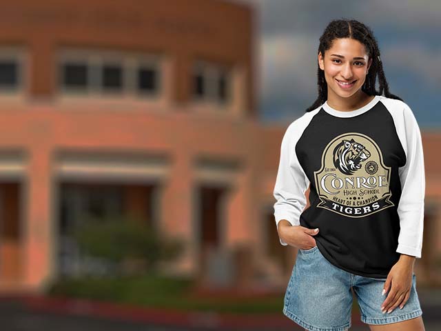 Conroe High School Tigers Raglan T-shirts All Products Page