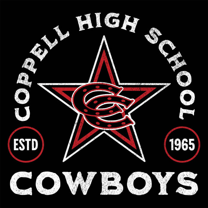 Close-up view of Coppell High School Cowboys Black Premium Unisex Hoodie 206