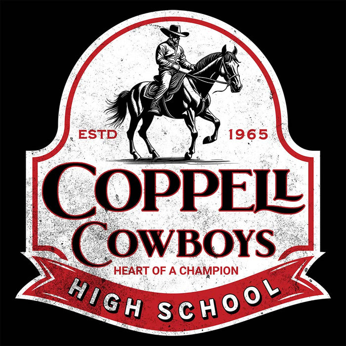 Close-up view of Coppell High School Cowboys Black Classic Unisex T-shirt 215