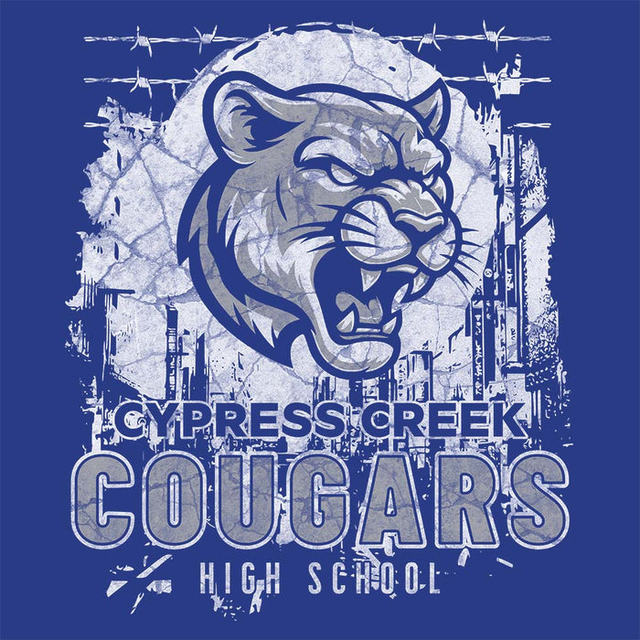 Close-up of Cypress Creek High School Cougars Royal Blue Classic Unisex T-shirt 202