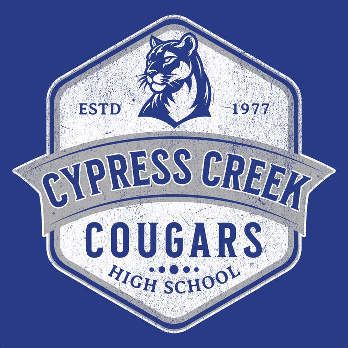 Close-up of Cypress Creek High School Cougars Royal Blue Premium Unisex T-shirt 205