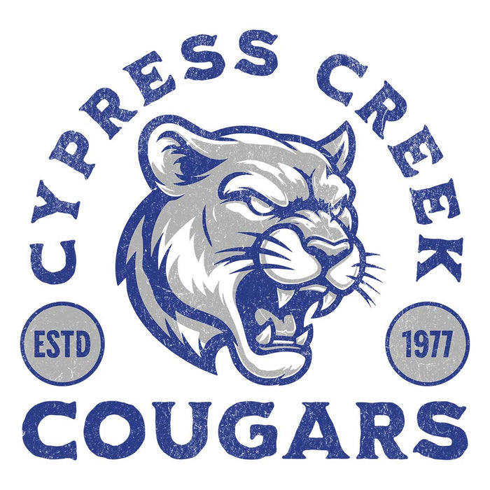 Close-up of Cypress Creek High School Cougars Unisex 3/4 sleeve Raglan T-shirt 206