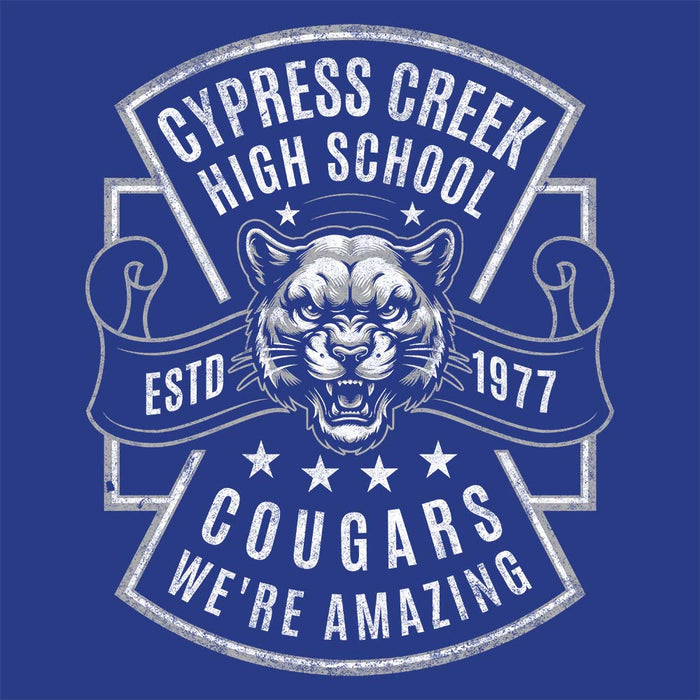 Close-up of Cypress Creek High School Cougars Royal Blue Classic Unisex T-shirt 207