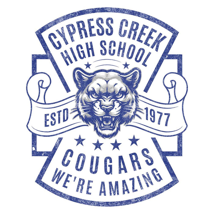 Close-up of Cypress Creek High School Cougars Unisex 3/4 sleeve Raglan T-shirt 207