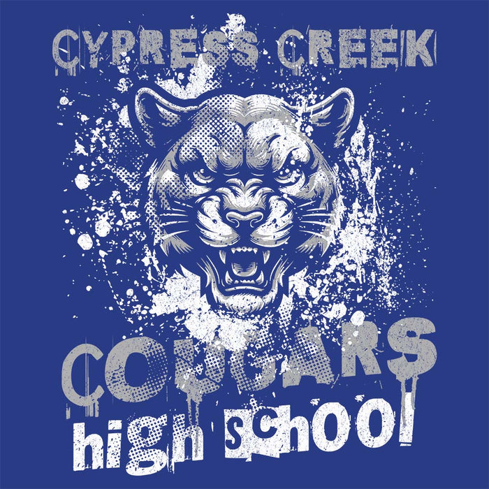 Close-up of Cypress Creek High School Cougars Royal Blue Premium Unisex T-shirt 209