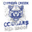 Close-up of Cypress Creek High School Cougars Unisex 3/4 sleeve Raglan T-shirt 209