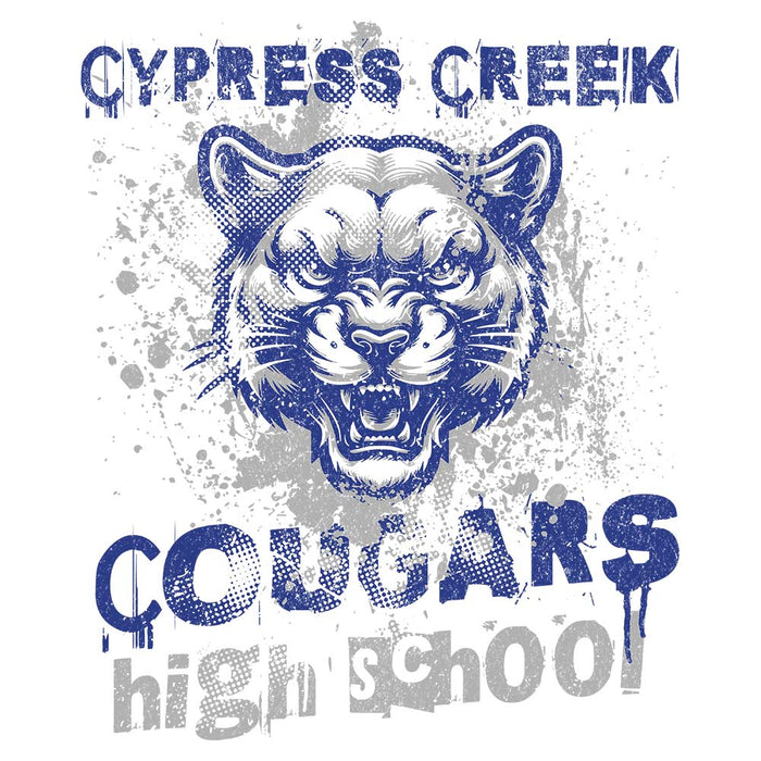 Close-up of Cypress Creek High School Cougars Unisex 3/4 sleeve Raglan T-shirt 209