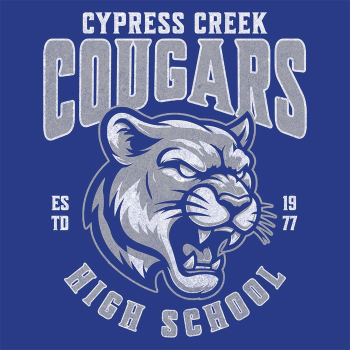 Close-up of Cypress Creek High School Cougars Royal Blue Classic Unisex T-shirt 213