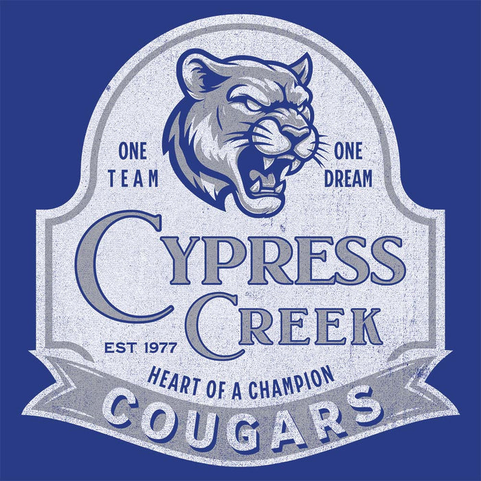 Close-up of Cypress Creek High School Cougars Royal Blue Premium Unisex Hoodie 215