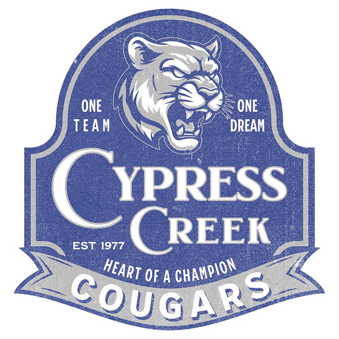 Close-up of Cypress Creek High School Cougars Unisex 3/4 sleeve Raglan T-shirt 215