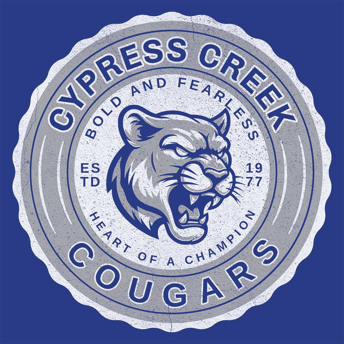 Close-up of Cypress Creek High School Cougars Royal Blue Premium Unisex Hoodie 218