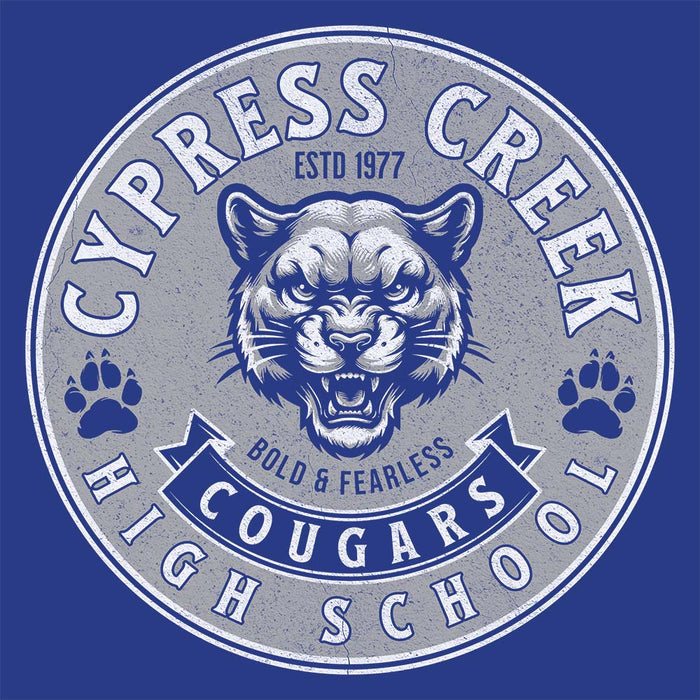 Close-up of Cypress Creek High School Cougars Royal Blue Classic Unisex T-shirt 219