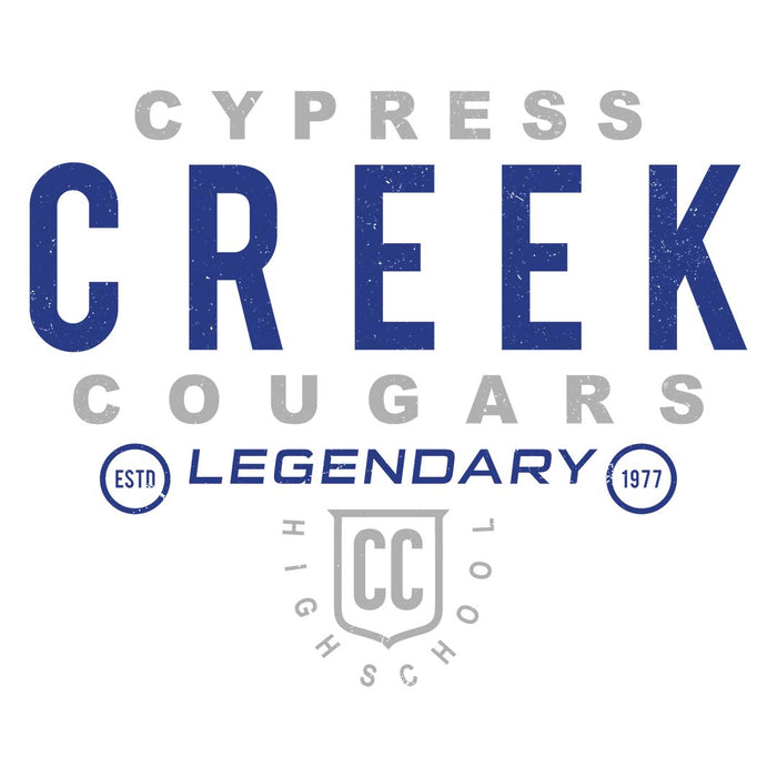 Close-up view of Cypress Creek High School Cougars Unisex 3/4 sleeve Raglan T-shirt 003