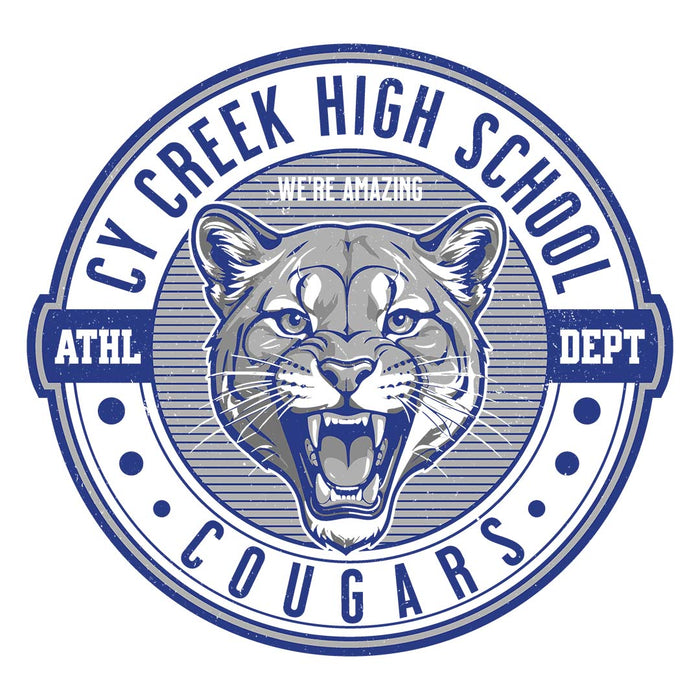 Close-up view of Cypress Creek High School Cougars Unisex 3/4 sleeve Raglan T-shirt 224