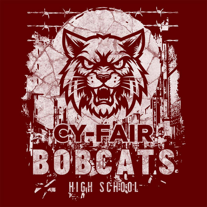 Close-up of Cy-Fair High School Bobcats Maroon Classic Unisex Hoodie 202