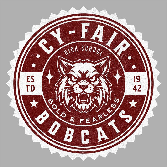 Close-up of Cy-Fair High School Bobcats Unisex 3/4 sleeve Raglan T-shirt 203