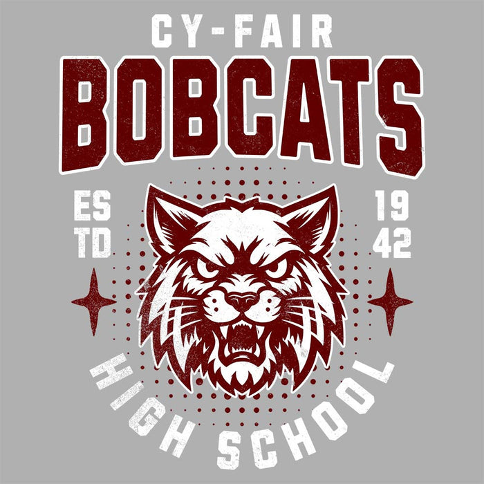 Close-up of Cy-Fair High School Bobcats Unisex 3/4 sleeve Raglan T-shirt 204