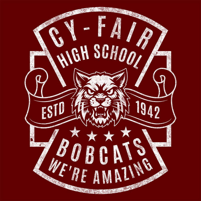 Close-up of Cy-Fair High School Bobcats Maroon Premium Unisex Hoodie 207