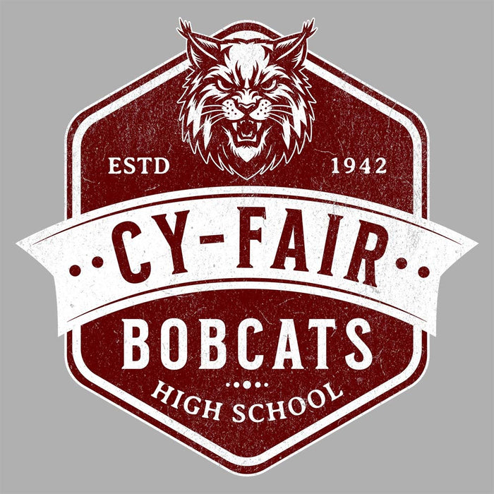 Close-up of Cy-Fair High School Bobcats Unisex 3/4 sleeve Raglan T-shirt 209