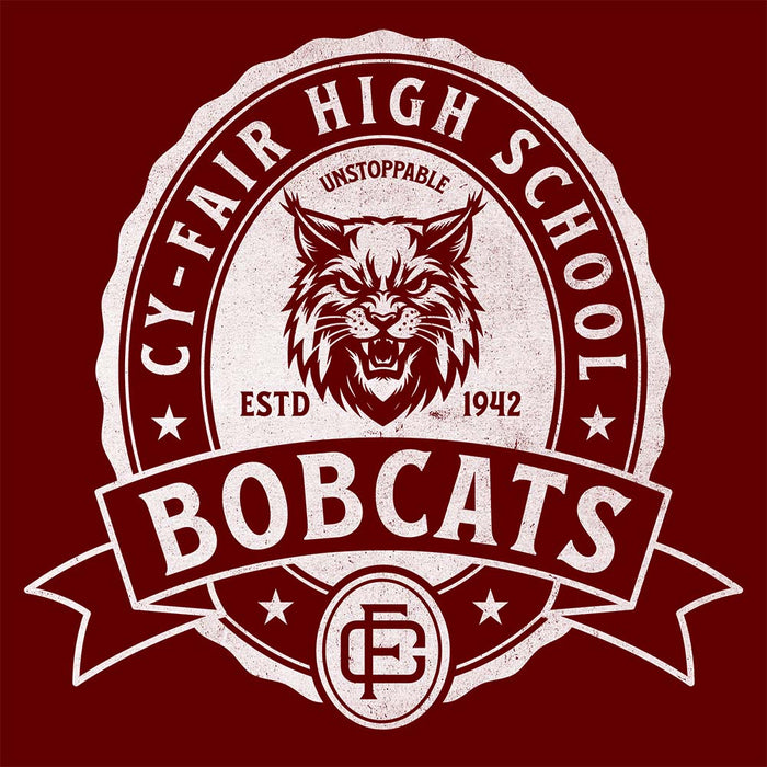 Close-up of Cy-Fair High School Bobcats Maroon Classic Unisex T-shirt 212