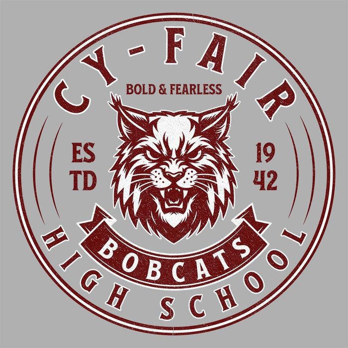 Close-up of Cy-Fair High School Bobcats Unisex 3/4 sleeve Raglan T-shirt 215