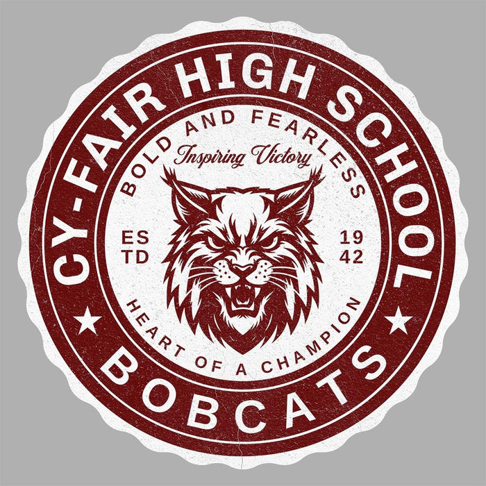 Close-up of Cy-Fair High School Bobcats Unisex 3/4 sleeve Raglan T-shirt 216