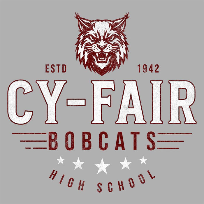 Close-up of Cy-Fair High School Bobcats Unisex 3/4 sleeve Raglan T-shirt 217