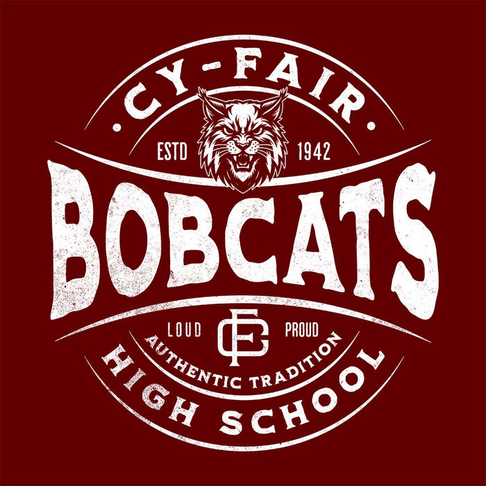 Close-up of Cy-Fair High School Bobcats Maroon Classic Unisex T-shirt 218