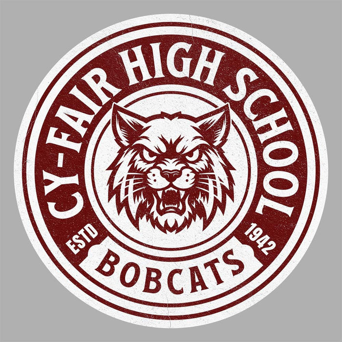 Close-up of Cy-Fair High School Bobcats Unisex 3/4 sleeve Raglan T-shirt 220